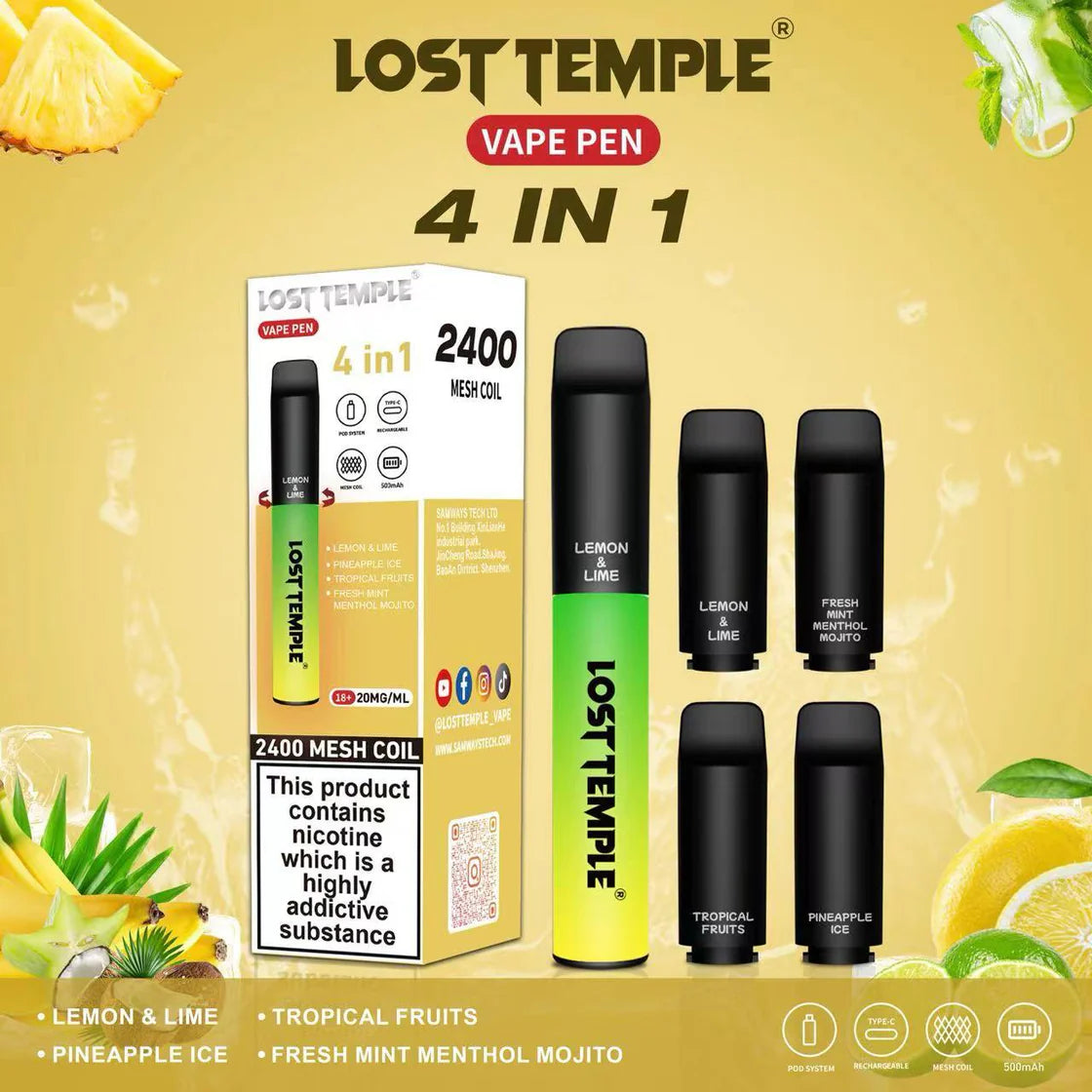 Lost Temple 2400 4 IN 1 Disposable Vape Pod Kit