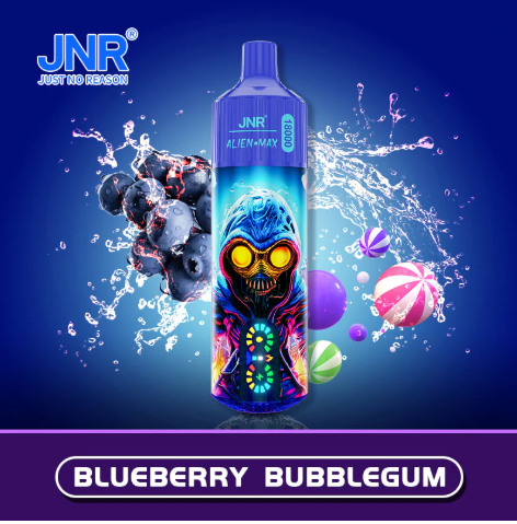 JNR Alien Max 18000 Puffs Disposable vape UK, with Blue colour and having Blueberry Bubblegum flavour.
