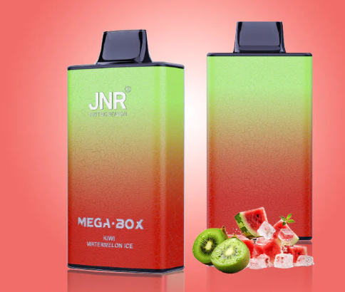 JNR Mega Box 25000 Puffs Disposable Vape UK, with Green and Red Colour KIwi Watermelon Ice Flavour.