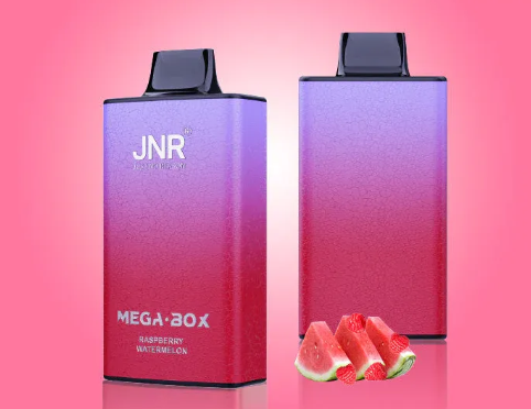 JNR Mega Box 25000 Puffs Disposable Vape UK, with Purple and Pink Colour having Raspberry Watermelon Flavour.
