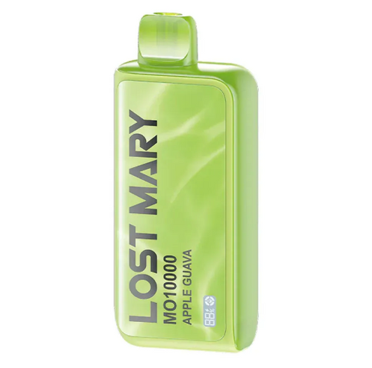 Lost Mary 10000 Puffs Disposable Vape UK, with Green Colour and having Apple Guava Flavour.