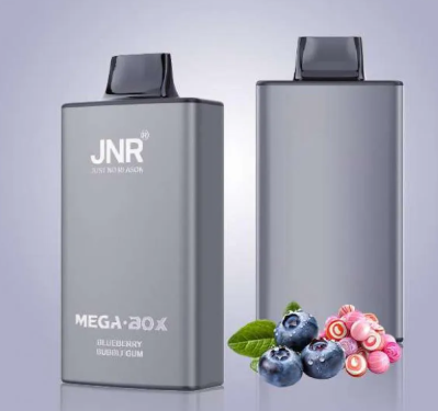 JNR Mega Box 25000 Puffs Disposable Vape UK, with Dark Silver Colour having Blueberry Bubblegum Flavour.