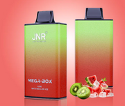 JNR Mega Box 25000 Puffs Disposable Vape UK, with Green and Red Colour KIwi Watermelon Ice  Flavour.