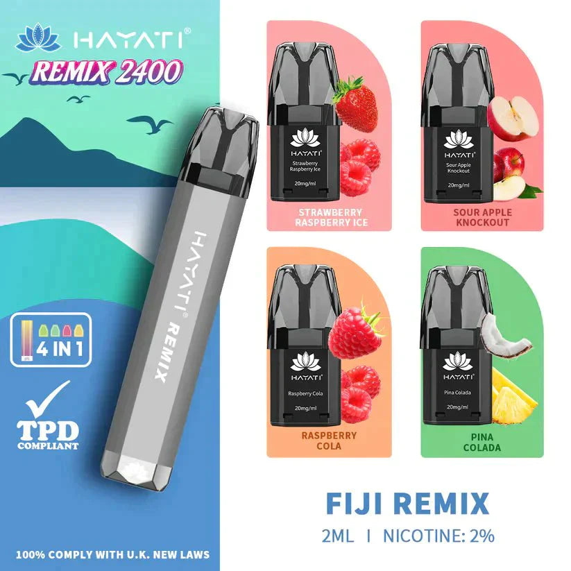 Hayati Remix 2400 Puffs 4 in 1 Disposable Vape Pod Kit Pack of 5