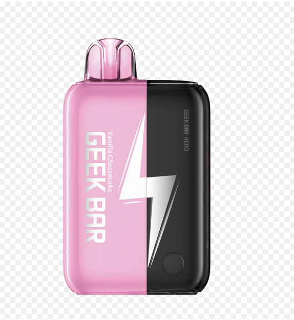 Geek Bar Hero 20000 Rechargeable Disposable Vape UK, with Pink colour and having Vanilla Cheesecake Flavour.